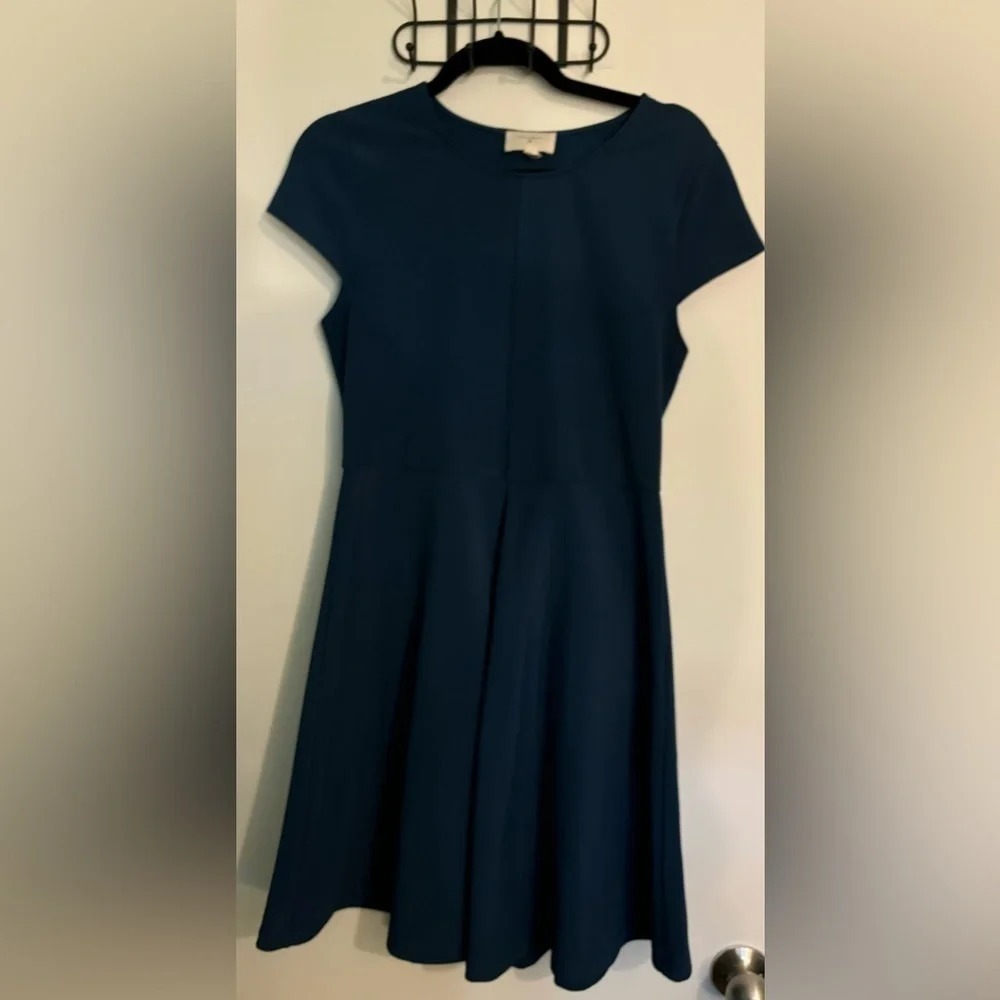 Everly Womens‎ Cap Sleeve Flare Mini Dress Size Large Blue 95/5Polyester/Spandex